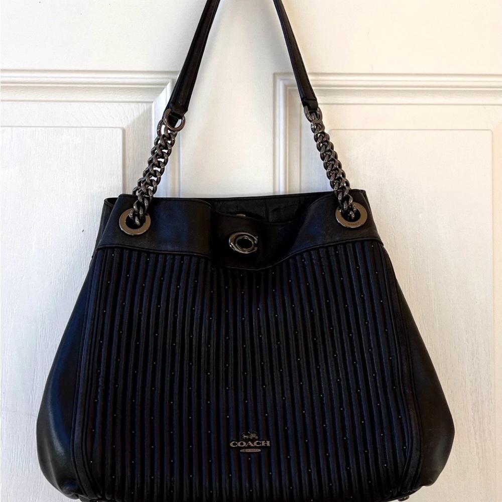 Coach Black Quilted wuth rivets turnlick edie 31  Chain-Handle Shoulder Bag